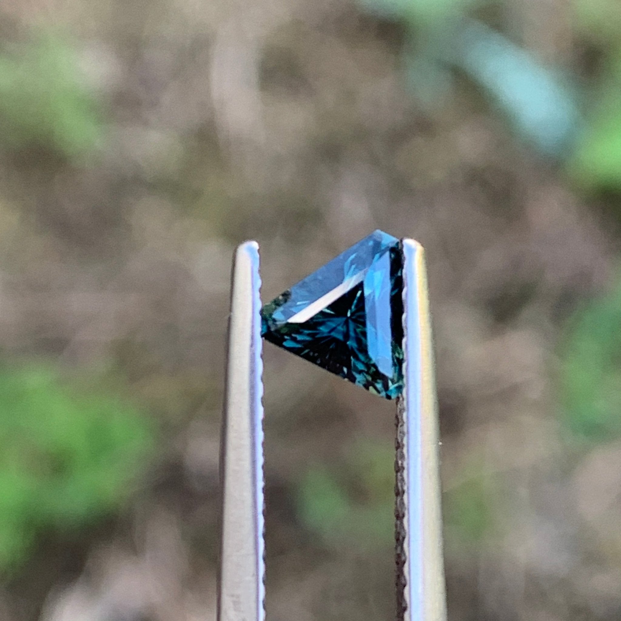 0.78ct Teal Sapphire, Blocky Trillion