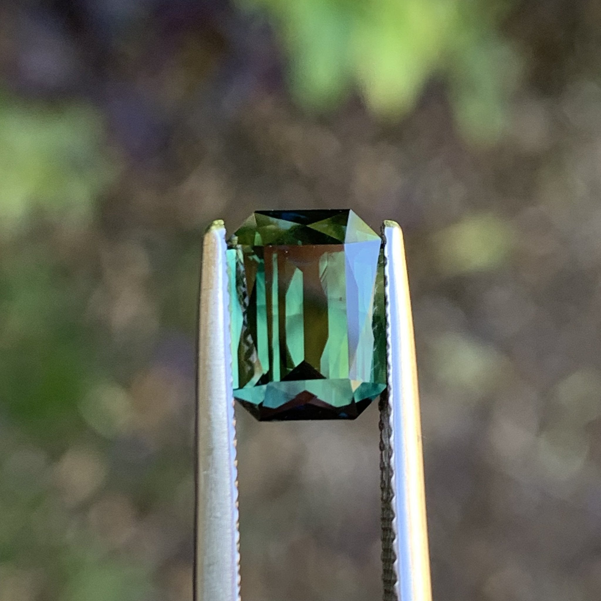 3.32ct Green Parti Sapphire, Emerald Shape
