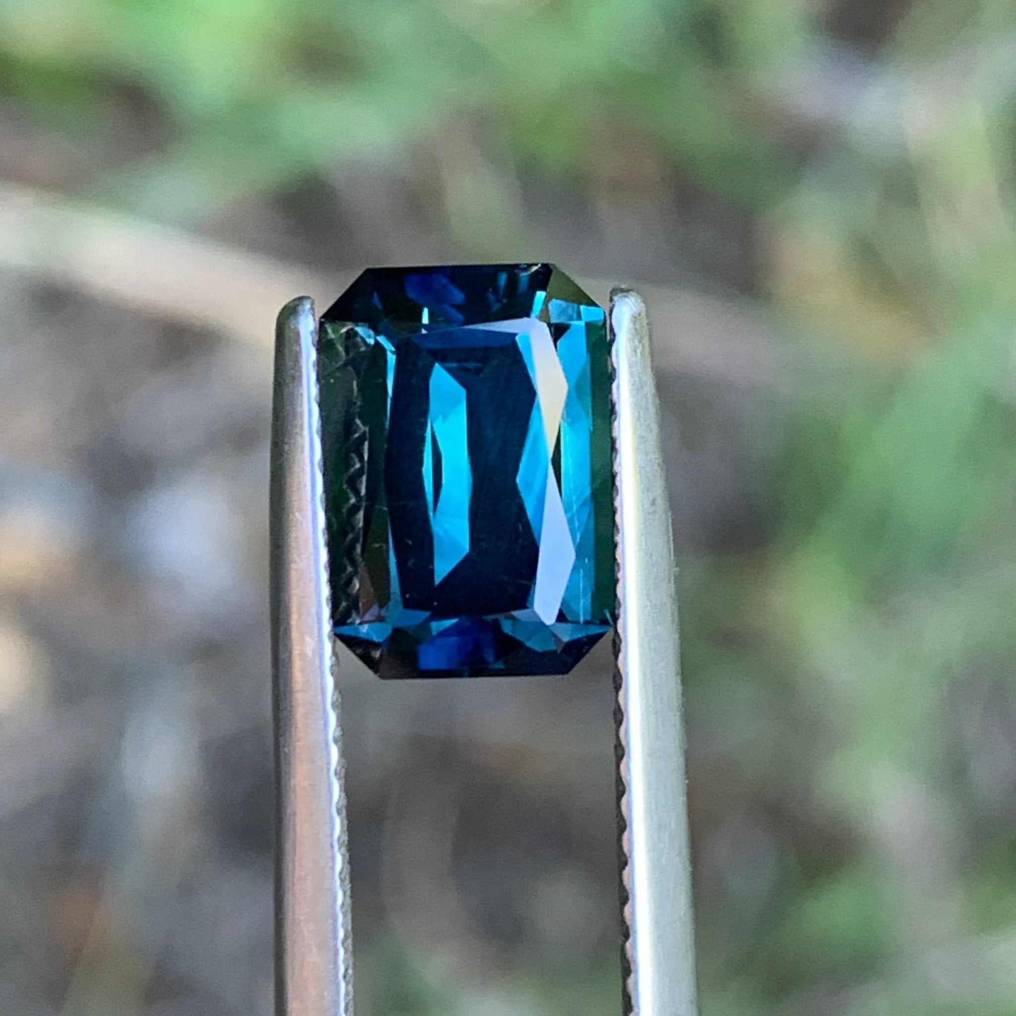 3.33ct. Blue Green Sapphire, Emerald Shape