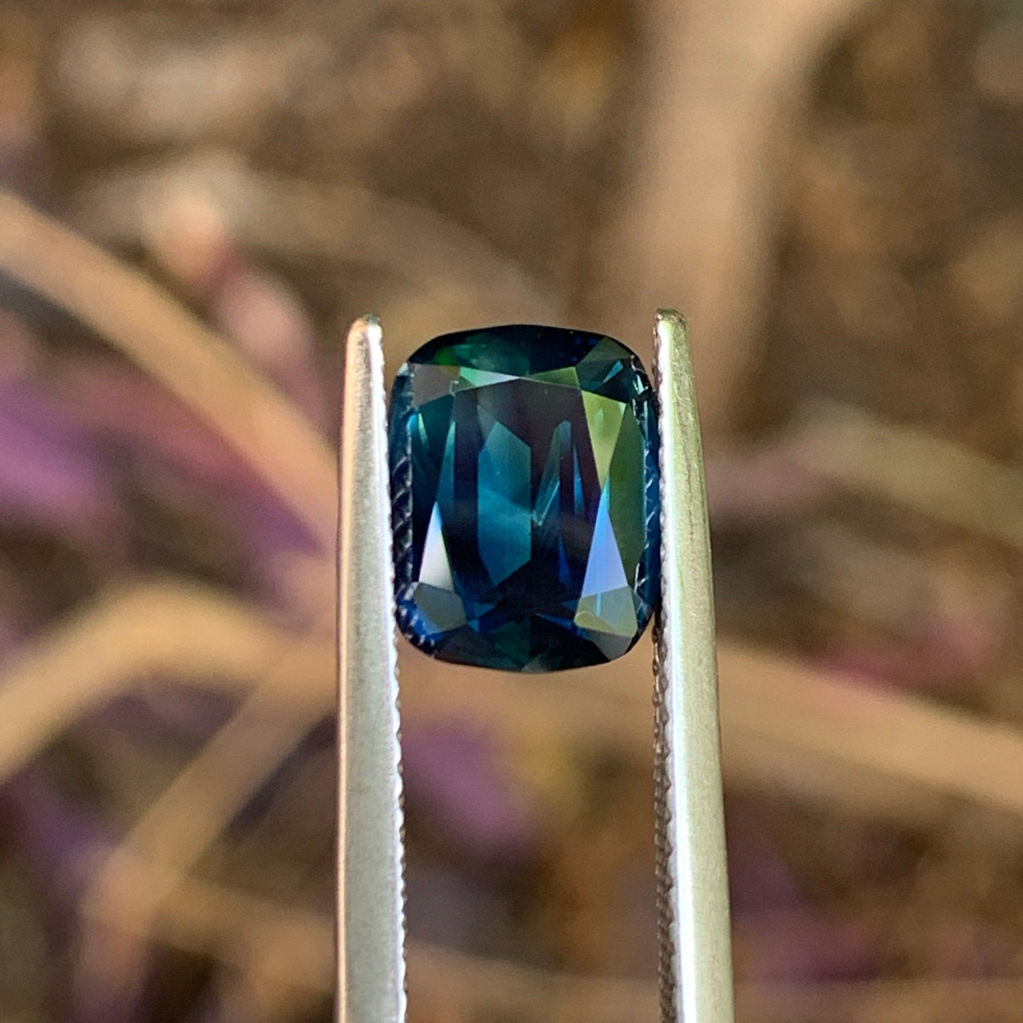 3.41ct Blue Parti Sapphire, Cushion