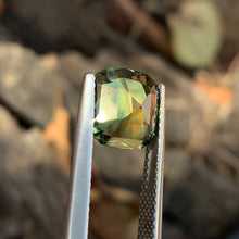 3.47ct Green Yellow Parti Sapphire Cushion