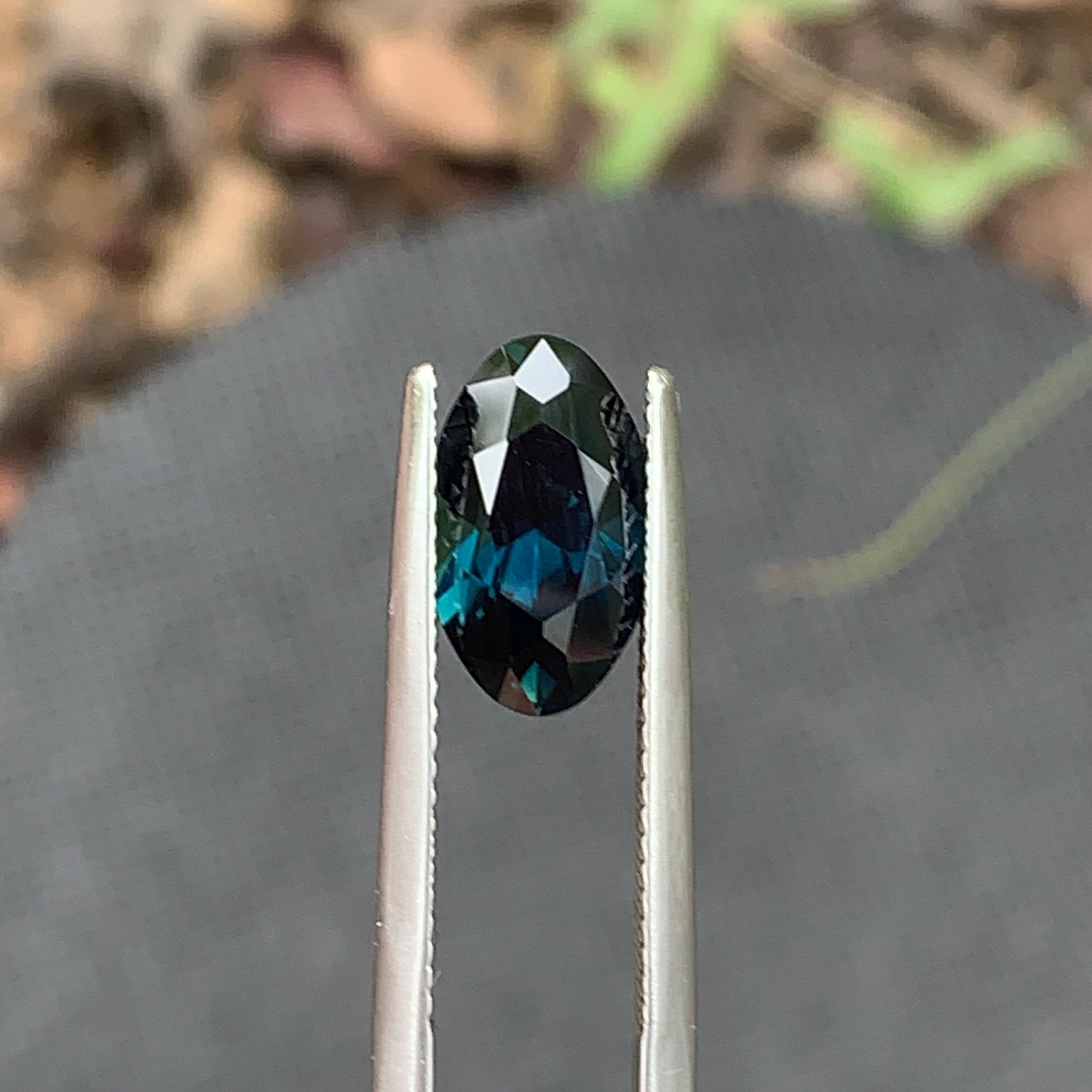 3.63ct Dark Teal Sapphire Oval