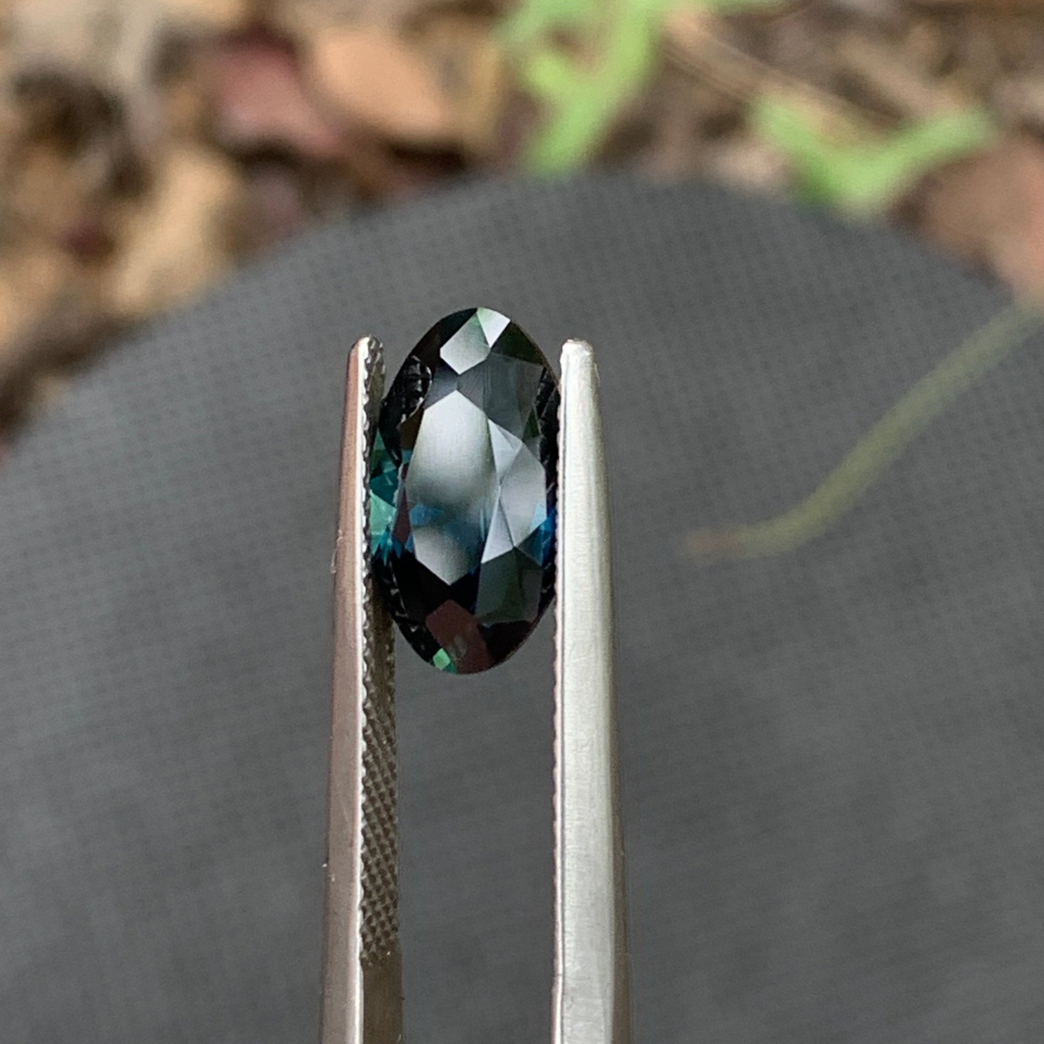 3.63ct Dark Teal Sapphire Oval