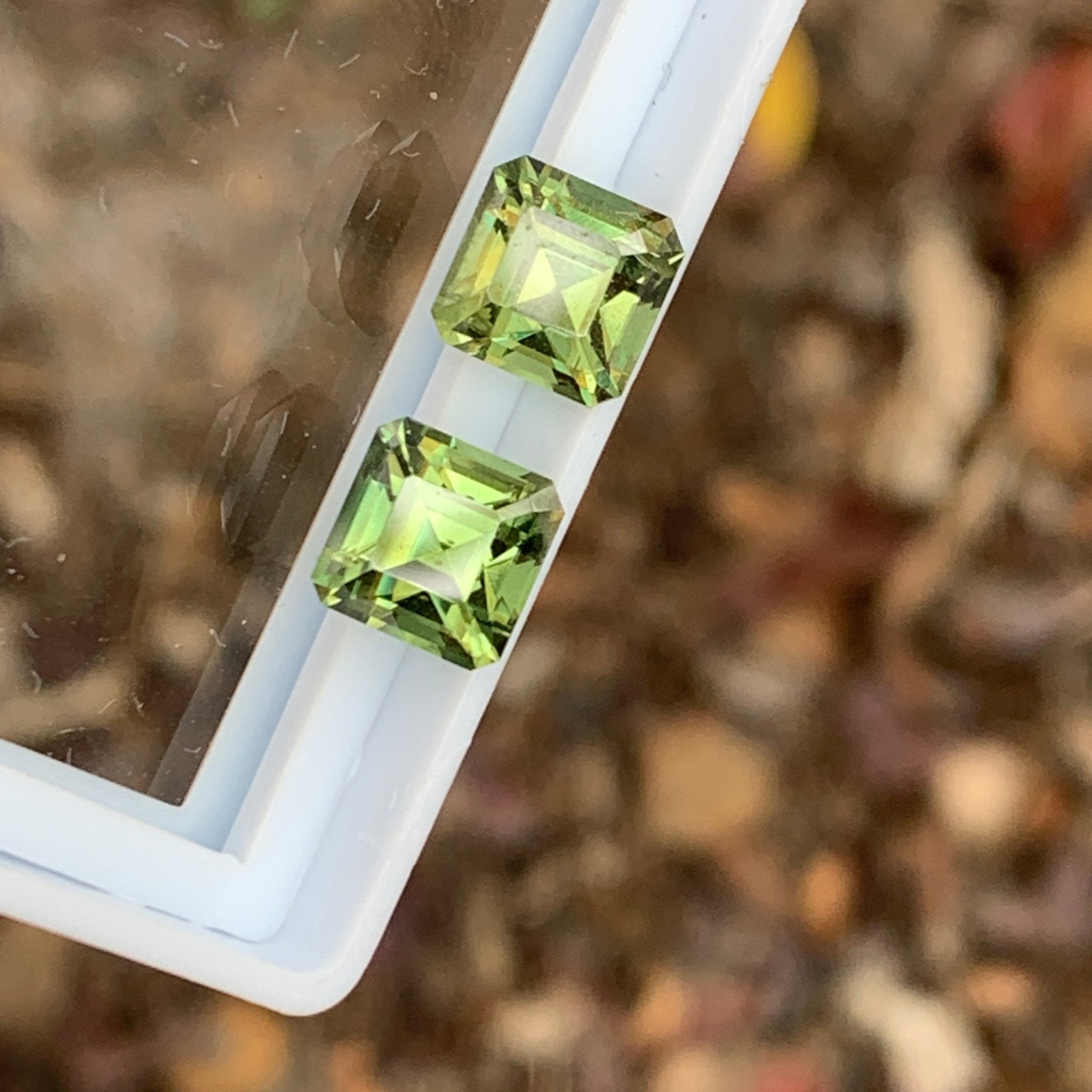 3.64tcw Pair of Green Sapphires Octagon