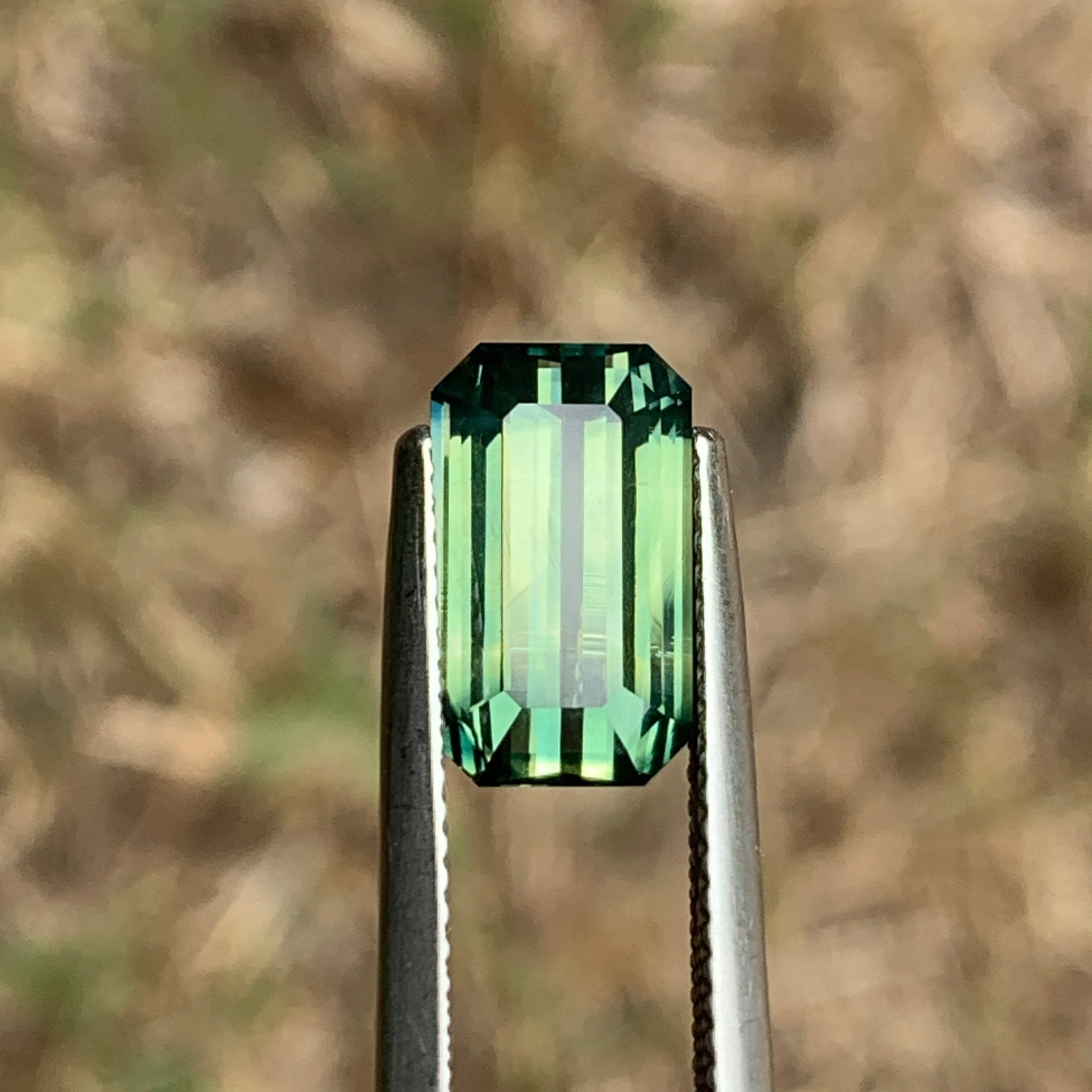 3.98ct Green Parti Sapphire Rectangular