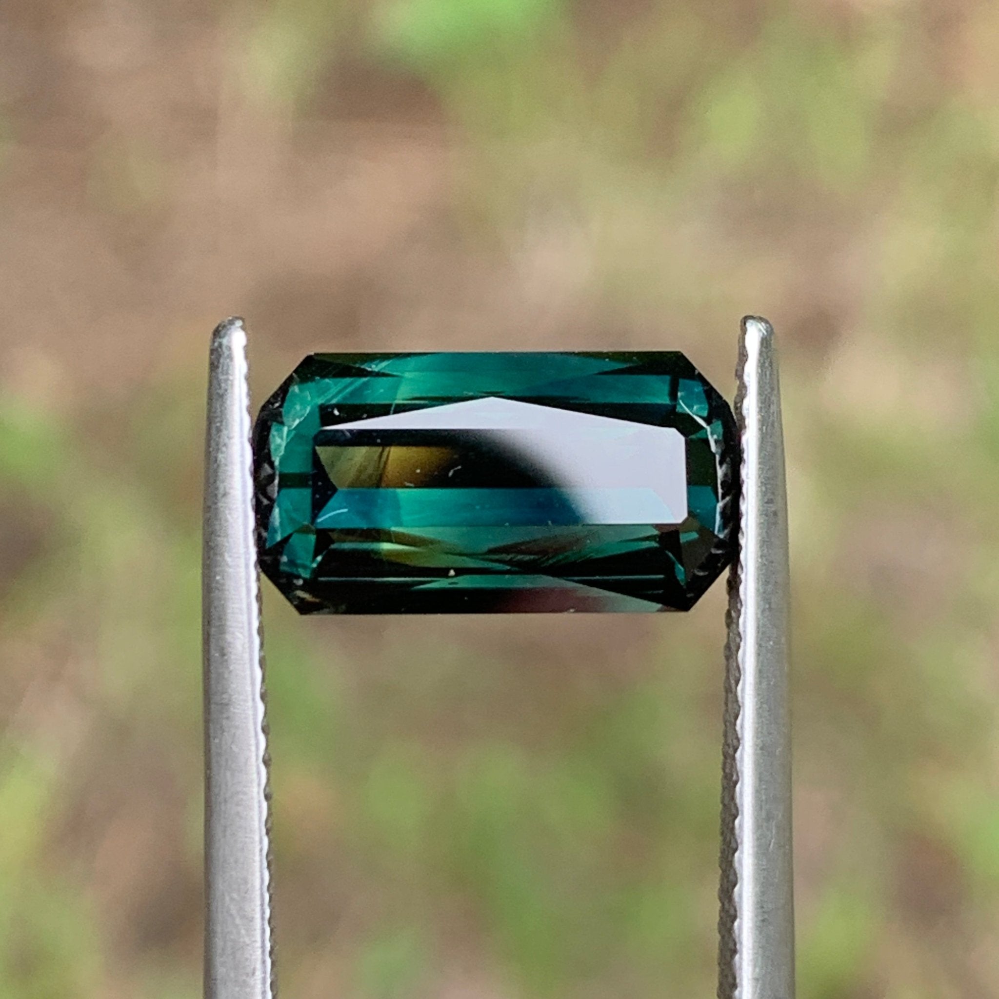 4.47ct Green Teal Parti, Cushion