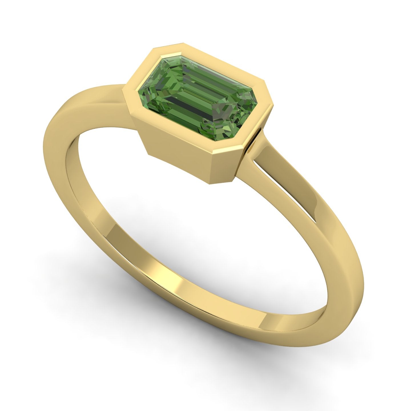 Bezel Set Emerald Cut Sapphire Ring