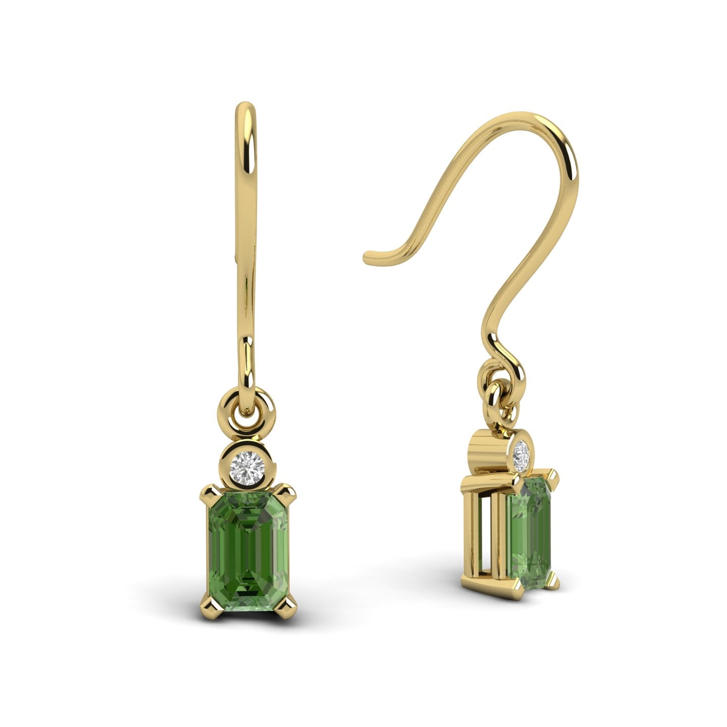 Emerald Cut Sapphire Earrings